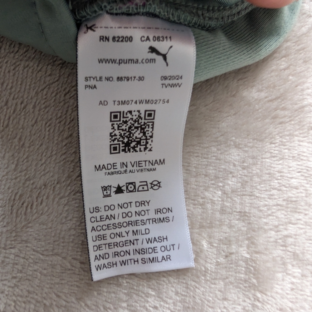 Puma Trackpants Green Purple Athleisure Straight Leg Mid Rise XS New With Tags image 10
